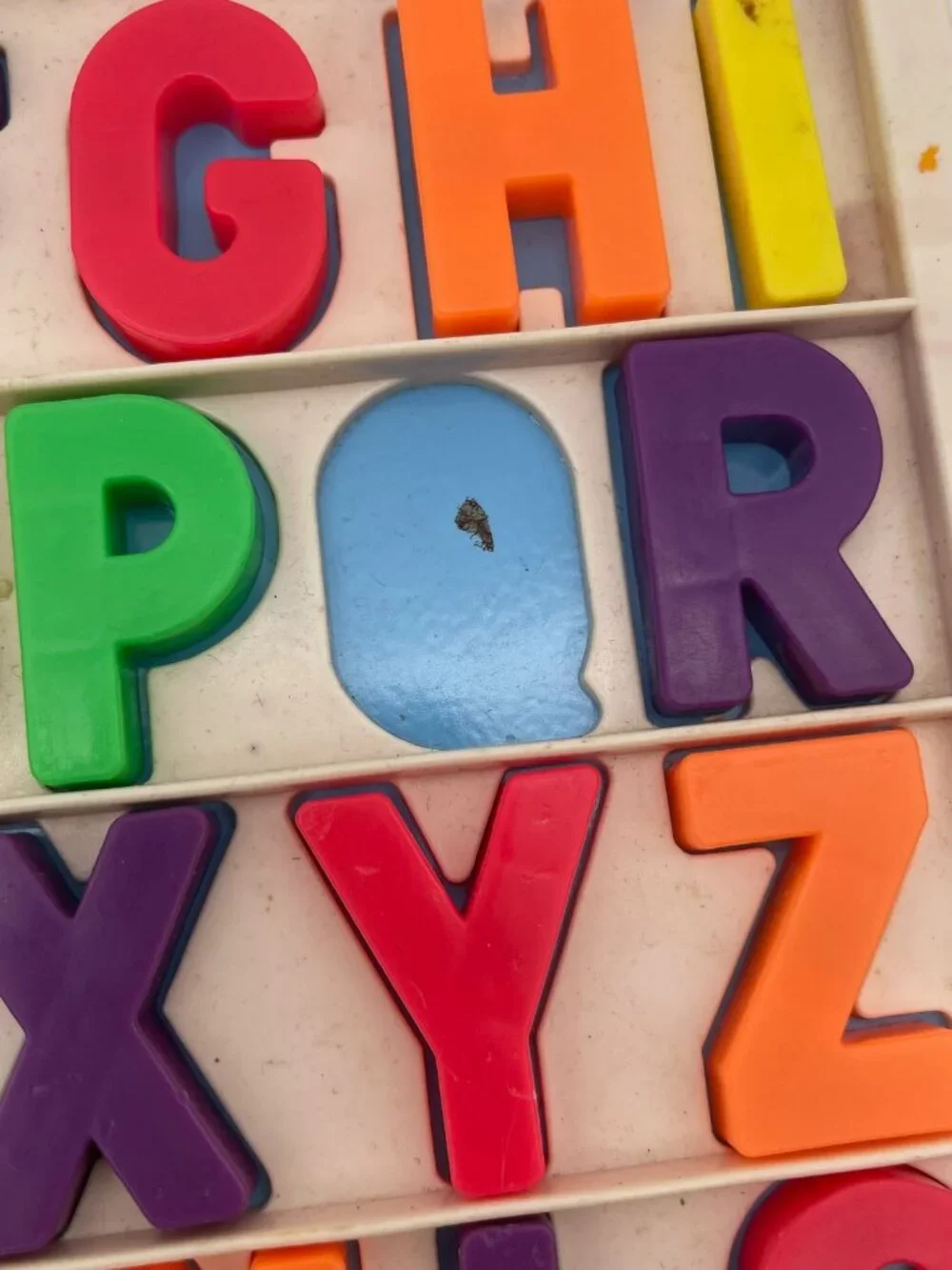 Vtg Fisher Price School Alphabet Tray Magnetic Letters Complete T21
